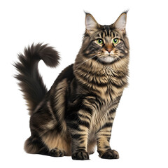 Obraz premium Maine Coon Cat Portrait Against White Background.