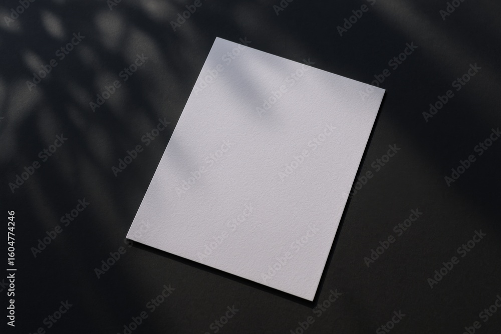 Poster clean white square card on black background with shadow and soft lighting perfect for business and c