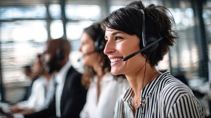 The engaged call center employee showcasing excellent customer service skills.