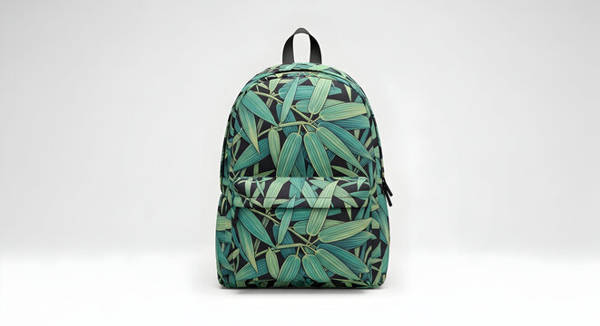 Green Cannabis Leaf Pattern Backpack on White Background - Powered by Adobe