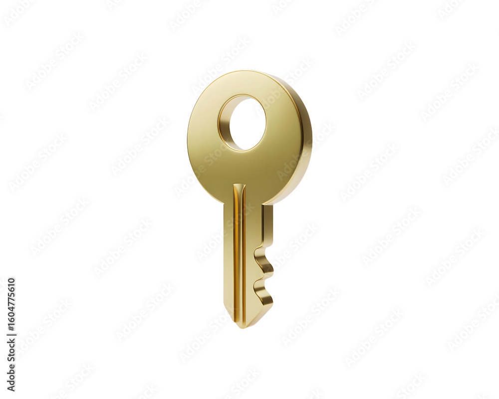 Poster elegant golden key symbolizing security and access perfect for design projects on transparent backgr