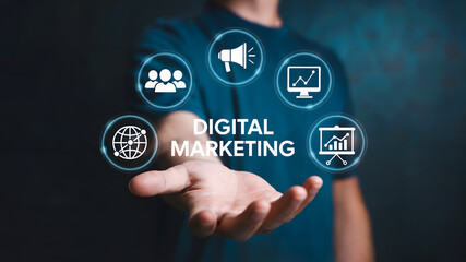 Unlock business growth with powerful digital marketing strategies, showcasing global reach, team collaboration, and data-driven success for a modern brand.