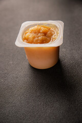 Apple puree natural product sweet dessert fresh delicious gourmet food background on the table rustic food top view copy space keto and paleo diet vegetarian and vegan food