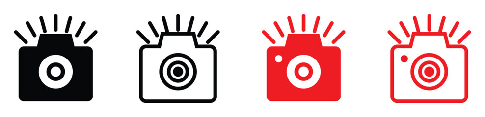 camera icon set. camera photo icon symbol, snapshot sign . line outline icons, flat style. Vector illustration.