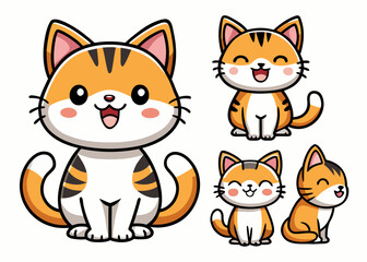 Obraz premium A fun vector art set of funny cartoon cats, kittens, and foxes with cute tails, ideal for pet-themed illustrations and designs