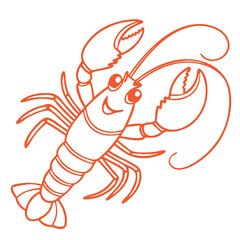 Cartoon Style Small Orange Lobsters &ndash; Cute Minimal Seafood Vector Illustration
