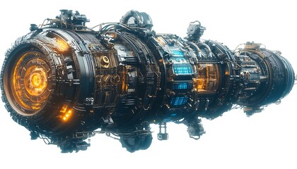 Futuristic spaceship design with glowing elements and intricate details