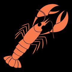 whole red lobster isolated on white background, lobster Sticker, wall art vector travel postcard stamp, summer engraving emblem, placard or poster, Retro frame border element design