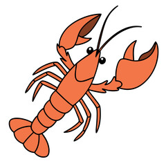Multiple Simple Orange Lobsters – Minimal Vector Seafood Illustration