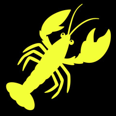 whole red lobster isolated on white background, lobster Sticker, wall art vector travel postcard stamp, summer engraving emblem, placard or poster, Retro frame border element design