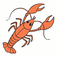 whole red lobster isolated on white background, lobster Sticker, wall art vector travel postcard stamp, summer engraving emblem, placard or poster, Retro frame border element design