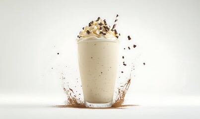 Creamy Milkshake with Toppings and Chocolate Sprinkles Splash