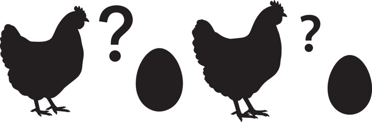 The classic chicken and egg question silhouette