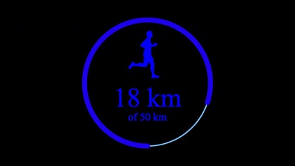 Animated Running Progress: 50km Marathon Distance Tracker Visualization - Powered by Adobe