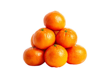 Stack of fresh oranges isolated on transparent background