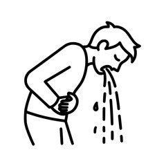 Man vomiting with hand on stomach showing food poisoning or illness
