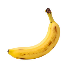 Ripe Banana with Brown Spots Isolated on White Background.