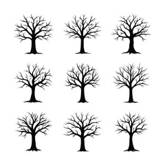 Minimalist Tree Set for Landscape Design Vector Illustration.