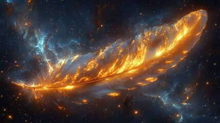 Fiery feather floats in cosmos