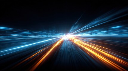 High-Speed Light Trails at Night Creating a Dynamic Long Exposure Photography of Moving Vehicles on the Road with Bright Fireworks and Motion Blur Effect