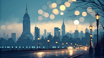 Obraz premium Cityscape at twilight. Bird's eye view