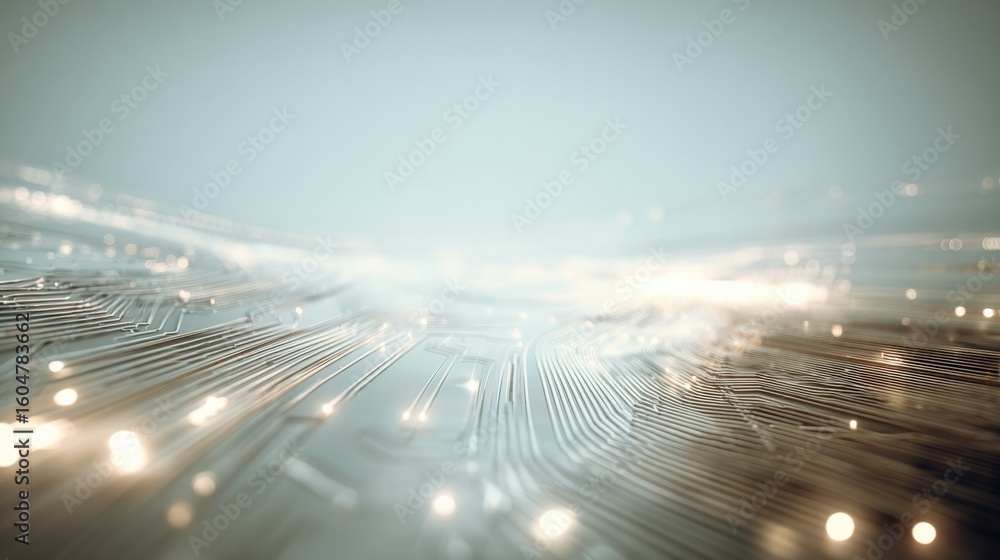 Poster advanced microchip circuitry with intricate gold and silver connections on a sleek digital circuit b
