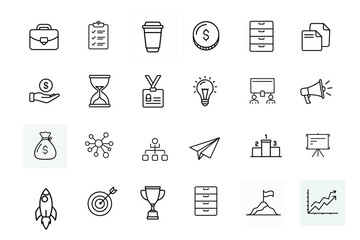 Business and finance icon set for success and growth