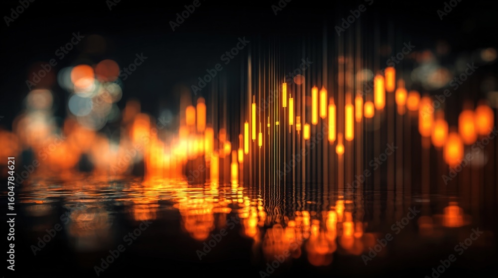 Aufkleber abstract vibrant orange and yellow digital data visualization glow with dynamic light streaks and re
