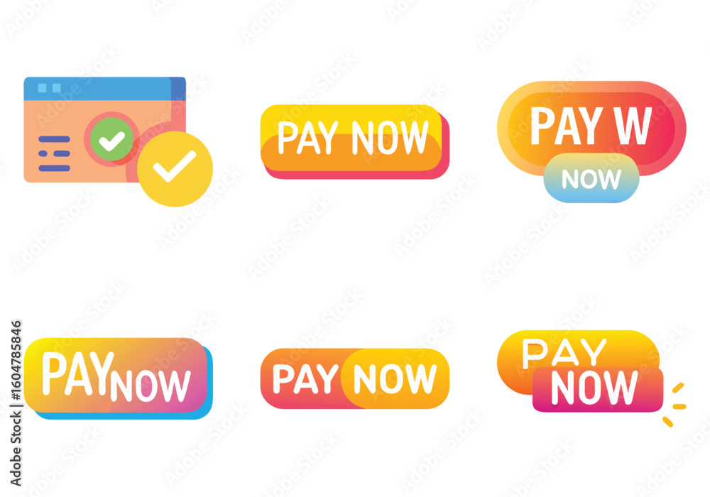 Poster colorful and modern payment buttons for website and application integration