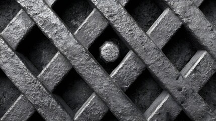 Close-up view of a metal grate's intricate pattern.