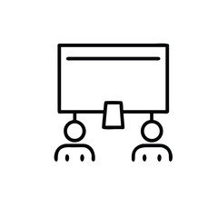 Two people connected to a screen or board