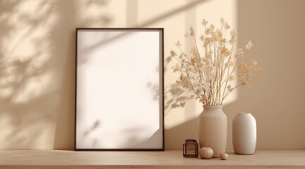 Rustic ceramic vases with frame