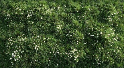 Green Grass and Blooming Wildflowers