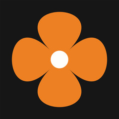 Bright orange flower emblem with a geometric base and conceptual mood. Ideal for clean and cheerful compositions.