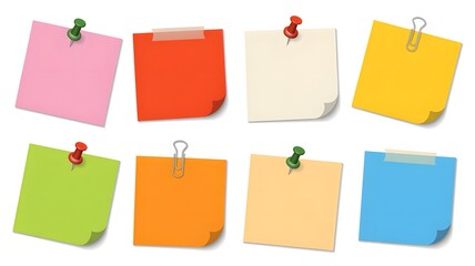 A collection of different colored notes