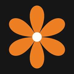 Flat orange floral icon radiating warmth and movement. The minimal design blends modern art with organic shape.