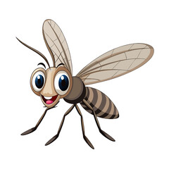 cute mosquito cartoon character flying  