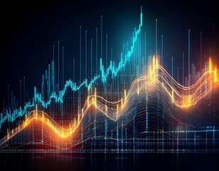 Fototapeta premium financial stock market chart with glowing lines and data points