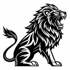 A striking black vector illustration of a tribal animal head, perhaps a wild lion or a fantasy dragon, makes a powerful tattoo design or a decorative logo
