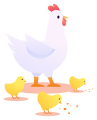 hen and chicks vector illustration