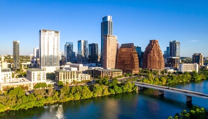 Fototapeta premium Panoramic city skyline over a river