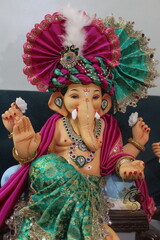 24-07-2025, Vadodara, Gujarat, India—Eco-friendly Ganpati idols made from clay with decoration