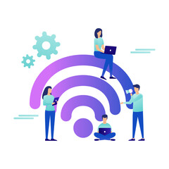 Digital Connectivity and Wireless Internet Concept with People Using Technology