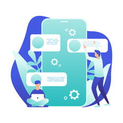 Mobile App Interface and Messaging Concept with User Interaction