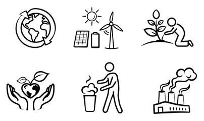 Eco Future Doodle Icons | Sustainability, Recycling & Green Energy