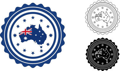 Australia map flag seal vector illustration australian symbol patriotic design