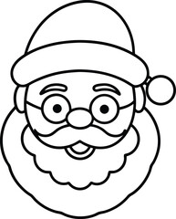 Santa claus head line art vector illustration christmas