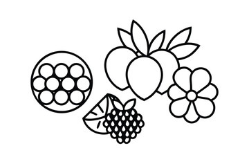Fruits And Berries Icons Set In Flat Style