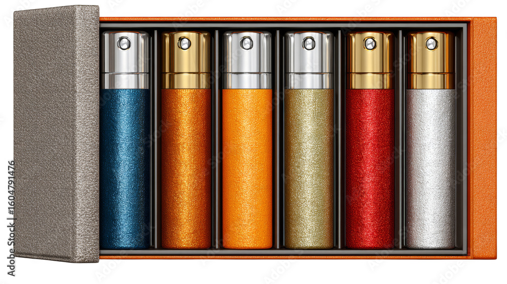 Poster a detailed closeup view of box of classic lighters, exploring design and functionality.