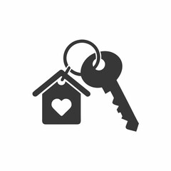Real Estate Key and House Logo Vector Love Home Symbol for Property Agents